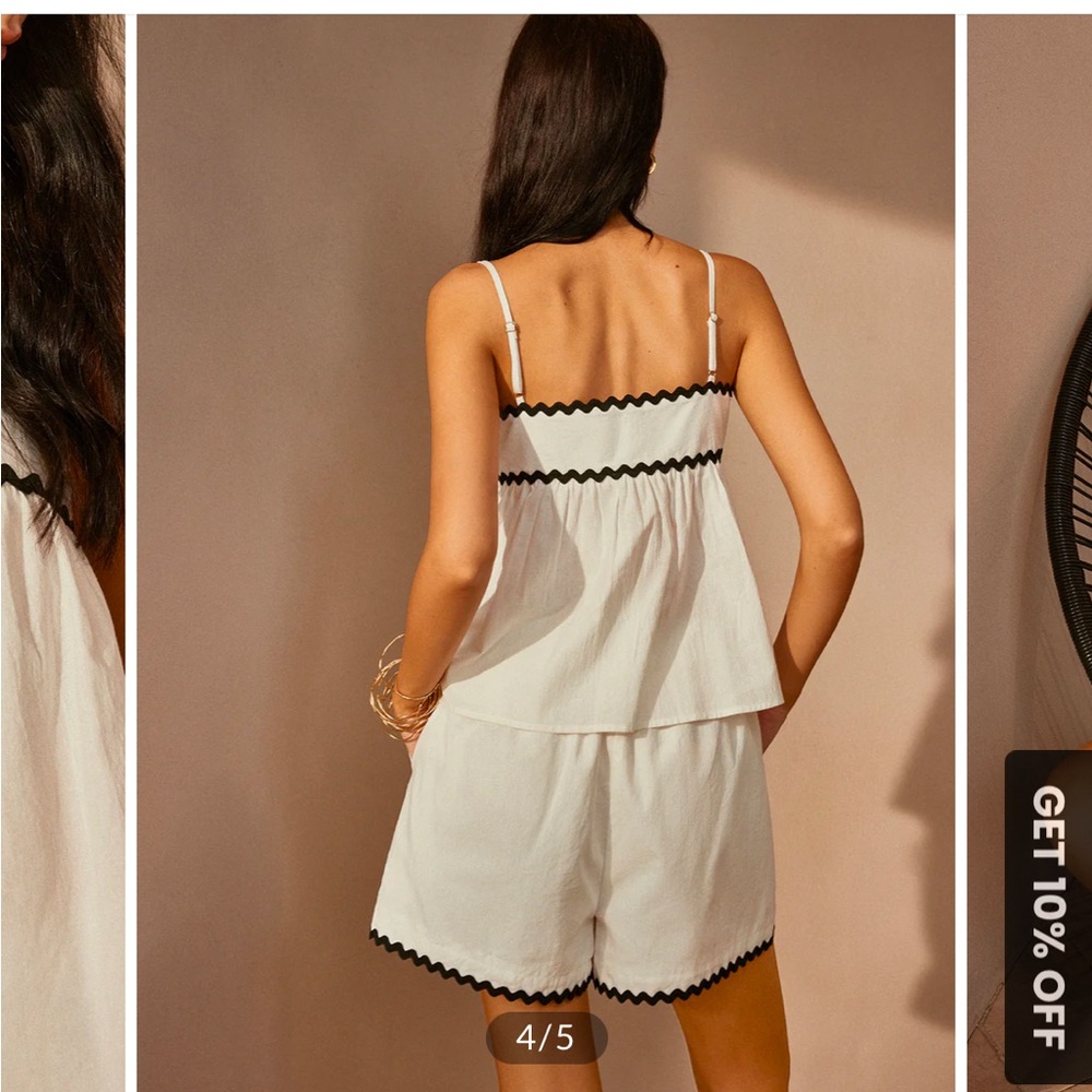 Contrast Trim Shift Shorts Set - Picture 4 of 5